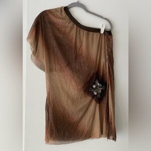Reverence Gold Brown One Shoulder Top Mini Dress Dance Costume